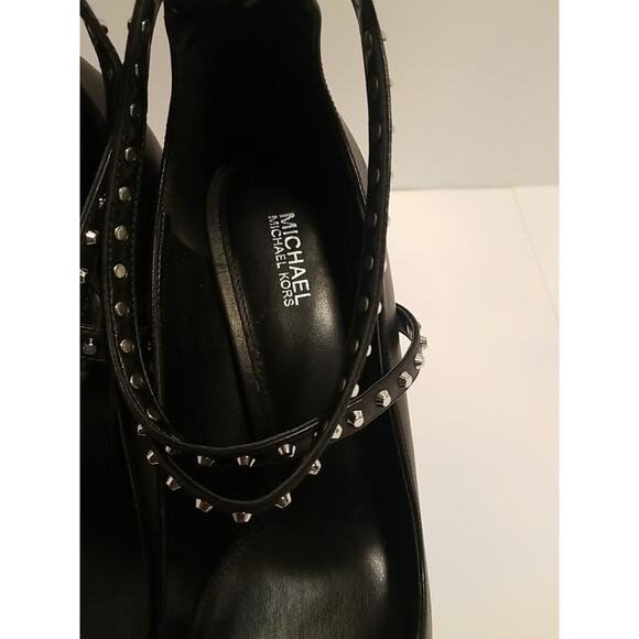 Michael Kors Jeannie 3.75" Heel Studded Ankle Wrap Pump Black 10M - Picture 6 of 10